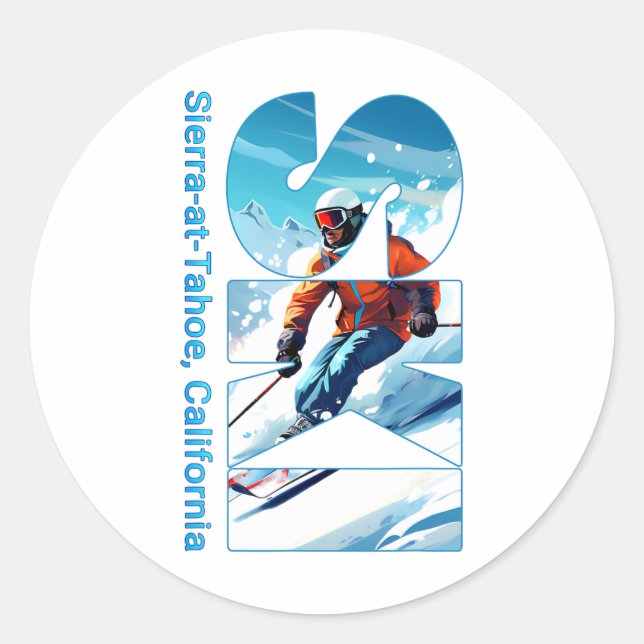 Sierra-at-tahoe Cool Skiing Vacation Ski Outdoor S Classic Round Sticker (Front)