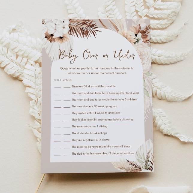 SIERRA Baby Over Or Under Baby Shower Game Card (Creator Uploaded)