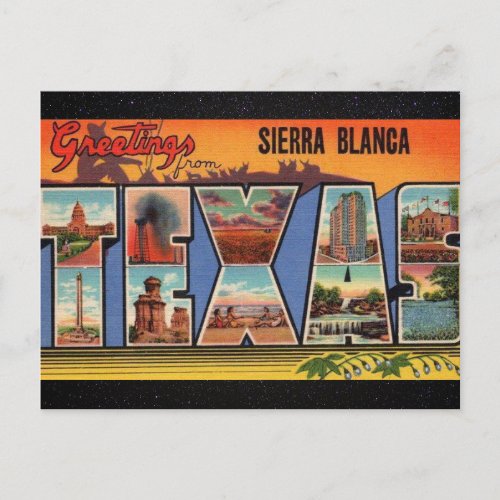 Sierra Blanca  TX Greetings Postcard