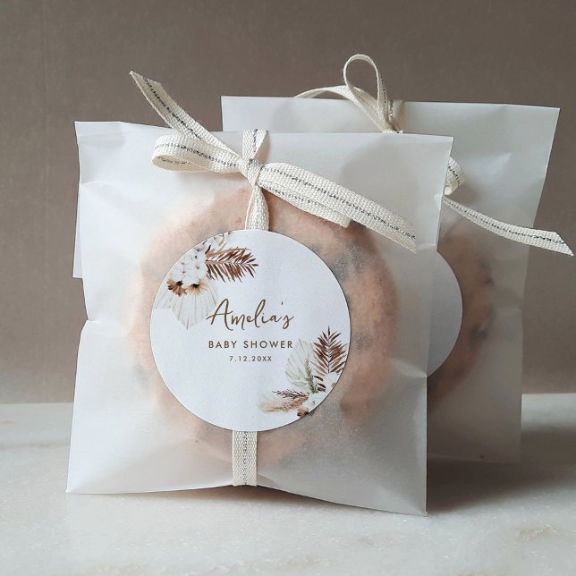 SIERRA Bohemian Baby Shower  Classic Round Sticker (Creator Uploaded)