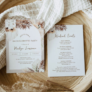 SIERRA Bohemian Dried Palm Bachelorette Party Invitation