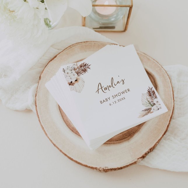 SIERRA Bohemian Pampas Baby Shower Napkins (Creator Uploaded)