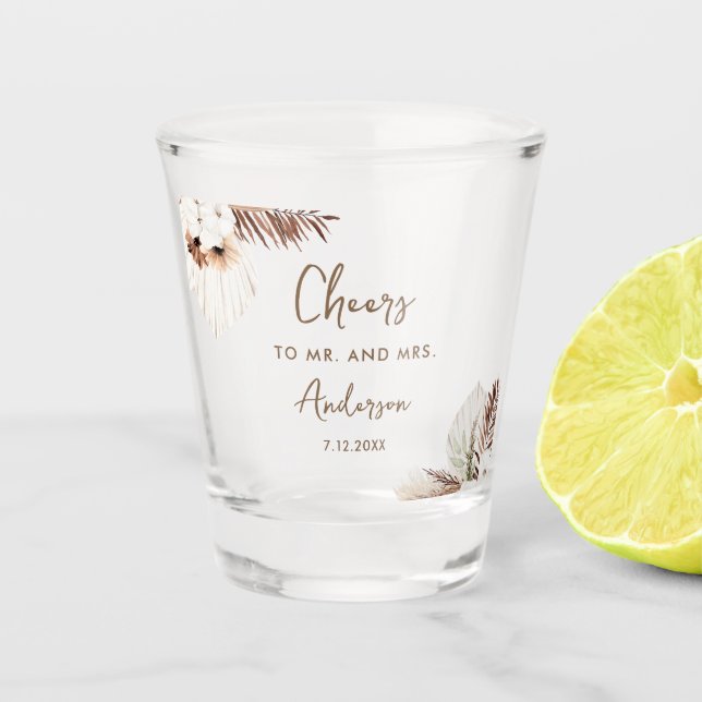 SIERRA Bohemian Wedding Favor Shot Glass (Front)