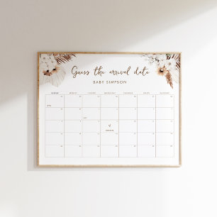 SIERRA Boho Guess The Arrival Date Baby Game 16x20 Poster