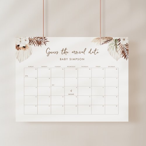 SIERRA Boho Guess The Arrival Date Game 18x24  Foam Board