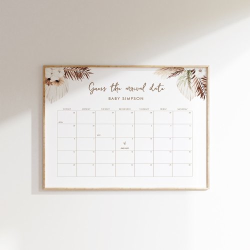 SIERRA Boho Guess The Arrival Date Game 18x24  Poster