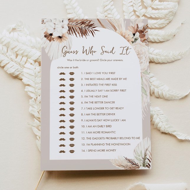 SIERRA Boho Guess Who Said It Bridal Shower Game Invitation (Creator Uploaded)