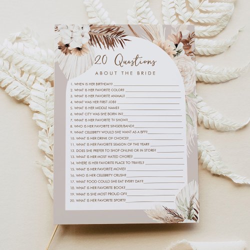 SIERRA Boho Twenty Questions About the Bride Game Invitation