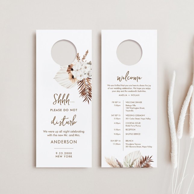 SIERRA Boho Wedding Do Not Disturb, Welcome Letter Door Hanger (Creator Uploaded)