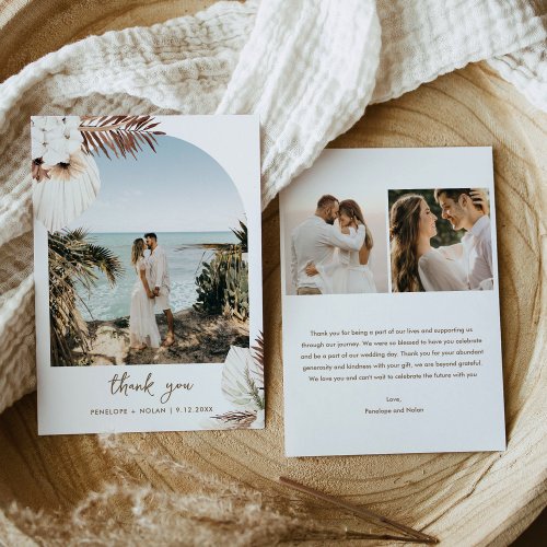 SIERRA Boho Wedding Photo Thank You Card