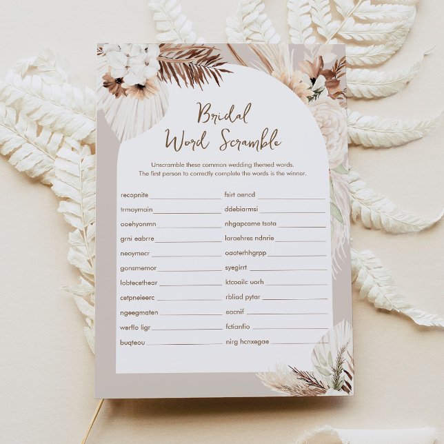 SIERRA Boho Word Scramble Bridal Shower Game Card (Creator Uploaded)