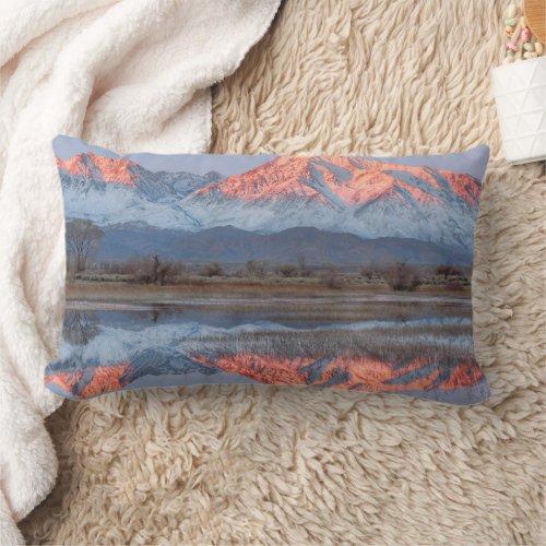 Sierra Crest reflects in Farmers Pond Lumbar Pillow