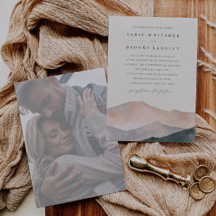 Sierra Dusk Desert Blush Faded Photo Wedding Invitation