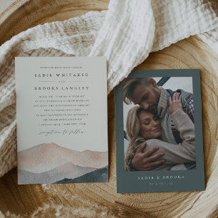 Sierra Dusk Desert Blush & Slate Photo Wedding Invitation