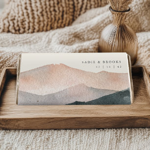 Sierra Dusk Desert Mountain Sunset Wedding Hershey Bar Favors