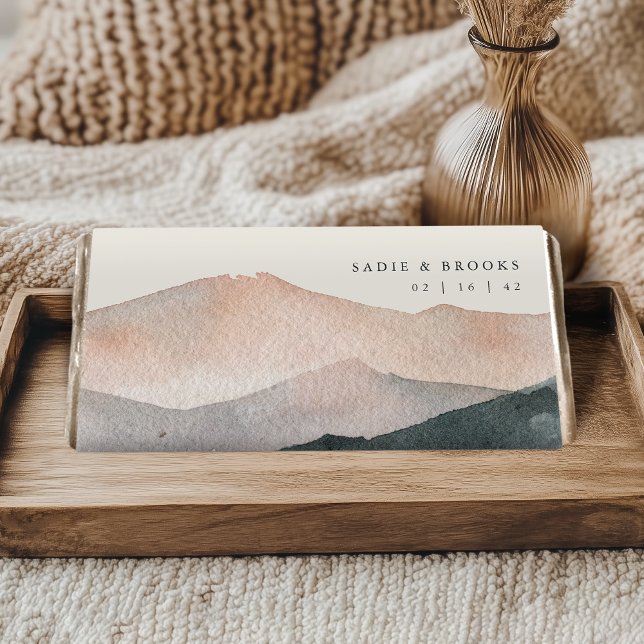 Sierra Dusk | Desert Mountain Sunset Wedding Hershey Bar Favors (Creator Uploaded)