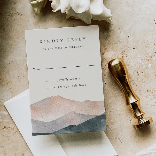 Sierra Dusk | Desert Mountain Sunset Wedding RSVP Card (Creator Uploaded)