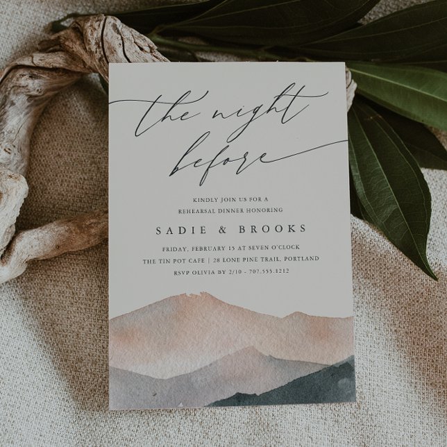 Sierra Dusk | Mountain Sunset Rehearsal Dinner Invitation (Creator Uploaded)