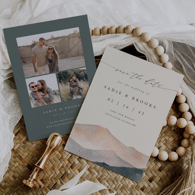 Sierra Dusk | Rustic Southwest Mountain Wedding Save The Date (Creator Uploaded)