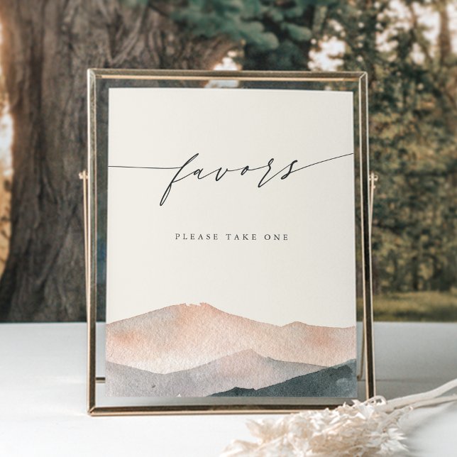 Sierra Dusk Watercolor Mountain Favors Sign (Creator Uploaded)
