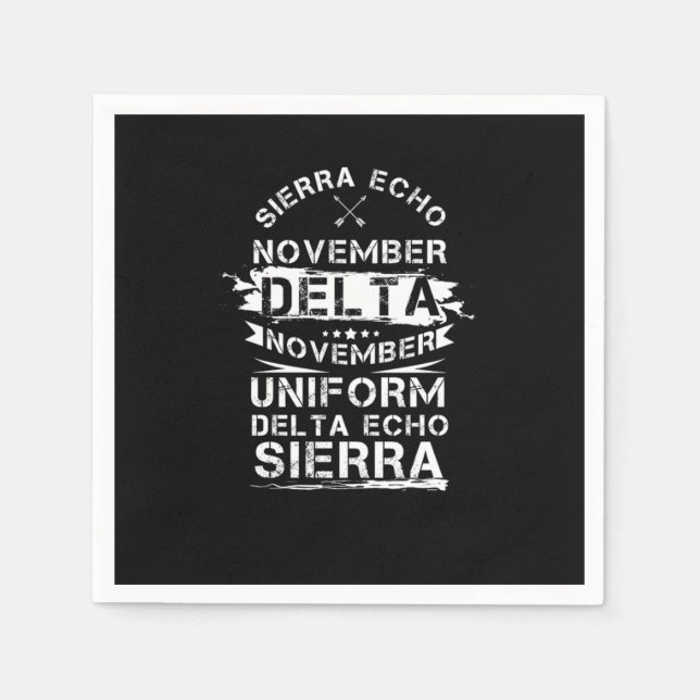 Sierra Echo November Delta November Uniform Delta  Napkins (Front)