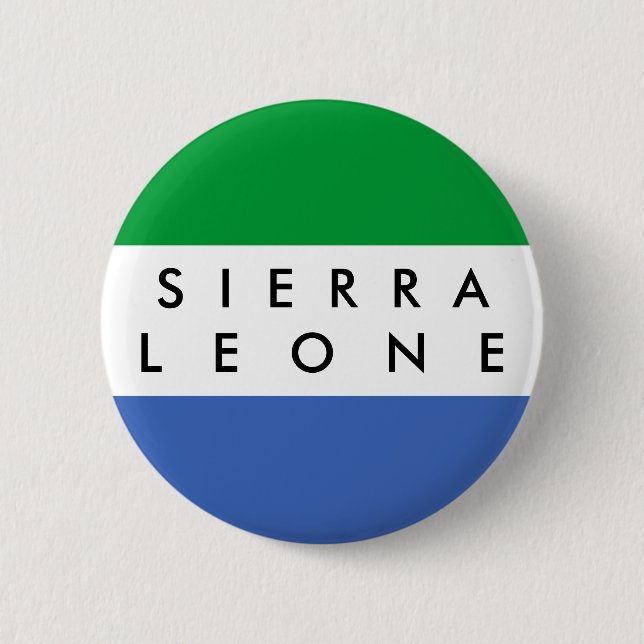 Sierra Leone country flag nation symbol name text Button (Front)