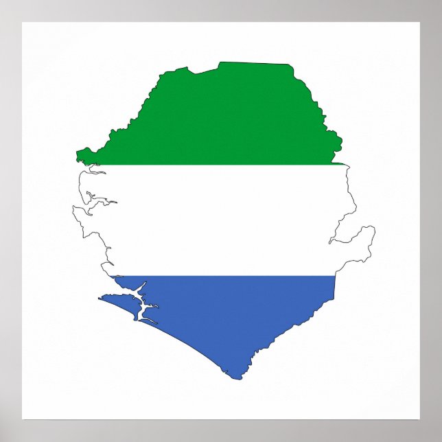 sierra leone country flag shape map symbol poster (Front)