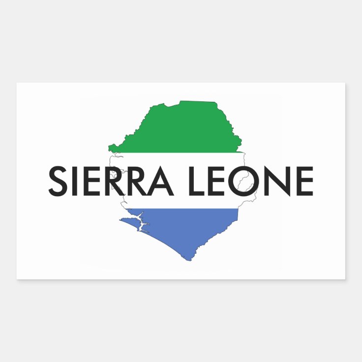 sierra leone country flag shape map symbol rectangular sticker | Zazzle