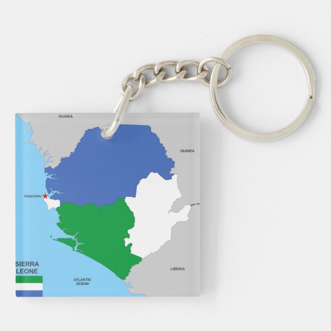 sierra leone country political map flag keychain (Back)