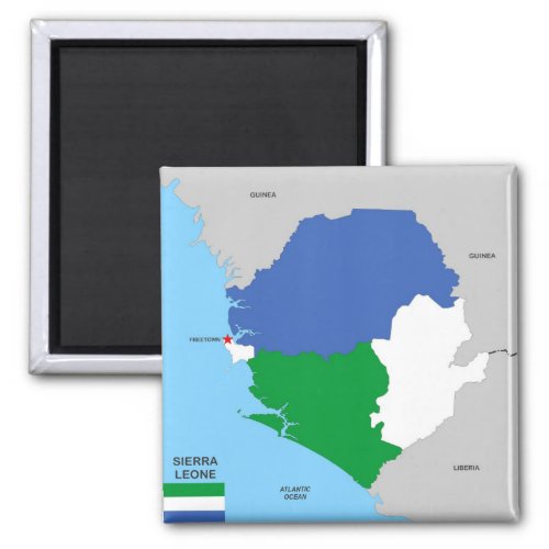 sierra leone country political map flag magnet
