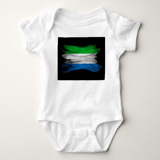 Sierra Leone flag brush stroke, national flag Baby Bodysuit (Front)