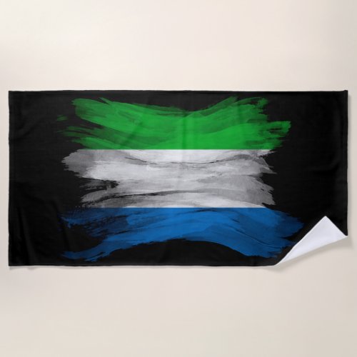 Sierra Leone flag brush stroke national flag Beach Towel