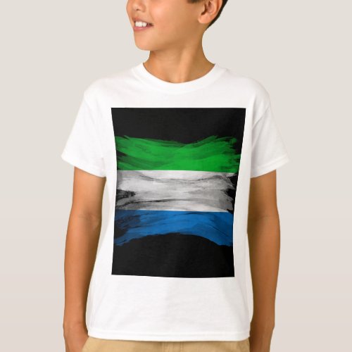 Sierra Leone flag brush stroke national flag T_Shirt
