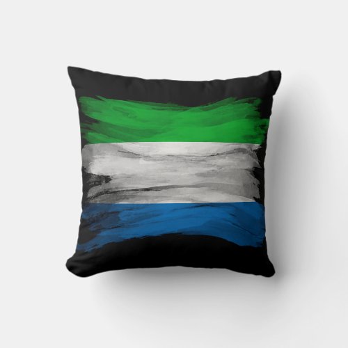 Sierra Leone flag brush stroke national flag Throw Pillow