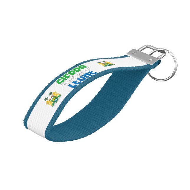 Sierra Leone Flag Charming Patriotic Wrist Keychain (Angled Up)