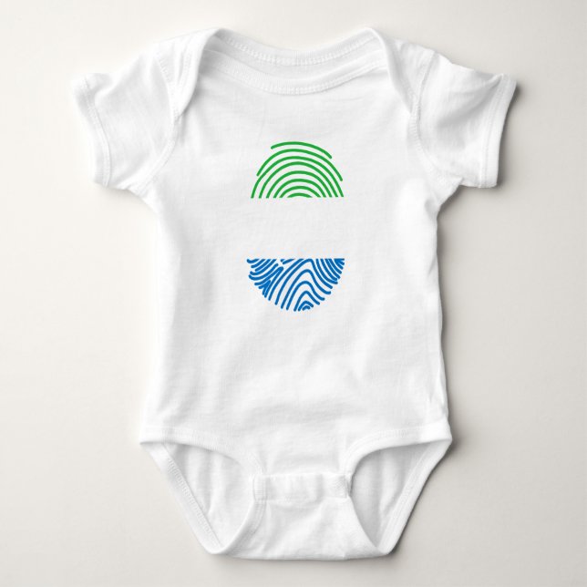 Sierra Leone Flag Fingerprint Baby Bodysuit (Front)