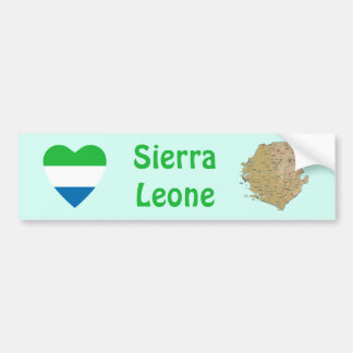 Sierra Leone Flag Heart + Map Bumper Sticker