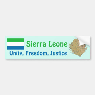 Sierra Leone Flag + Map Bumper Sticker