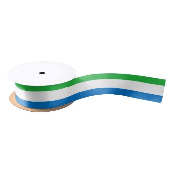 Sierra Leone Flag Official Colors Satin Ribbon by HappyPlanetShop at Zazzle