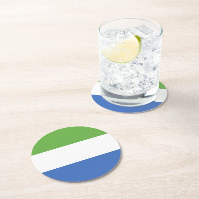 Sierra Leone flag Round Paper Coaster (Insitu)