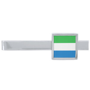 Sierra Leone Flag Silver Finish Tie Bar