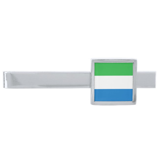 Sierra Leone Flag Silver Finish Tie Bar (Front)