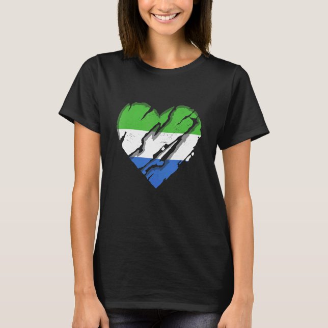 Sierra Leone Heart Sierra Leonian Flag Pride 1 T-Shirt (Front)