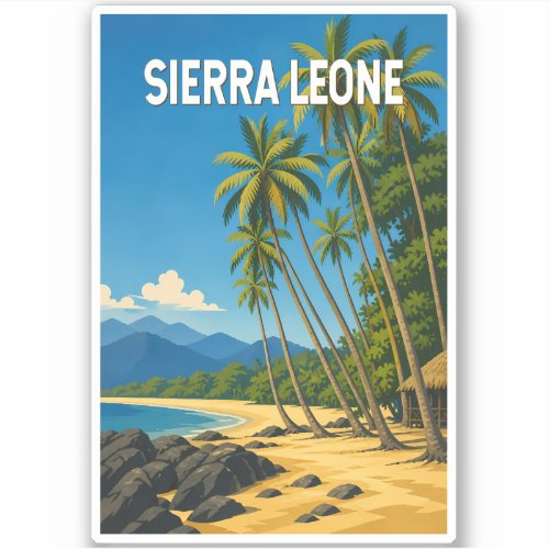 Sierra Leone Illustration Travel Art Vintage Sticker
