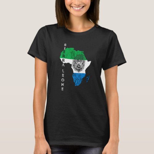 Sierra Leone Map Flag Of Sierra Leonean Pride Root T_Shirt