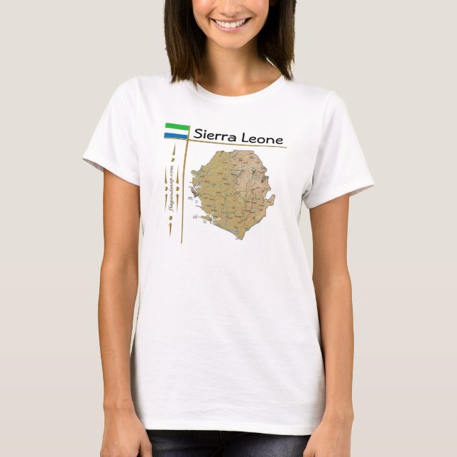Sierra Leone Map + Flag + Title T-Shirt (Front)