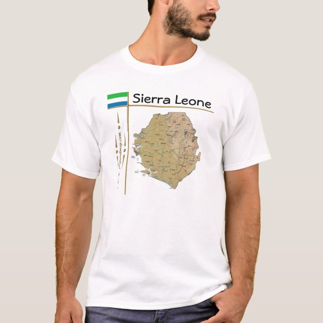 Sierra Leone Map + Flag + Title T-Shirt (Front)