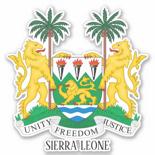 Sierra Leone National Coat Of Arms Patriotic Sticker (Front)