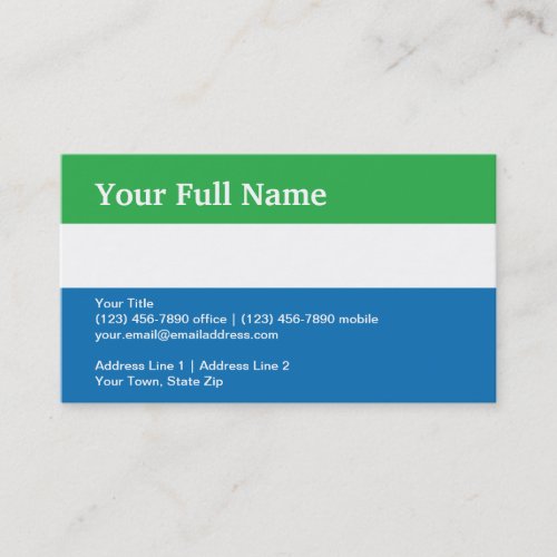 Sierra Leone Plain Flag Business Card