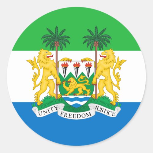 Sierra Leonean Flag  Coat of Arms Sierra Leone Classic Round Sticker